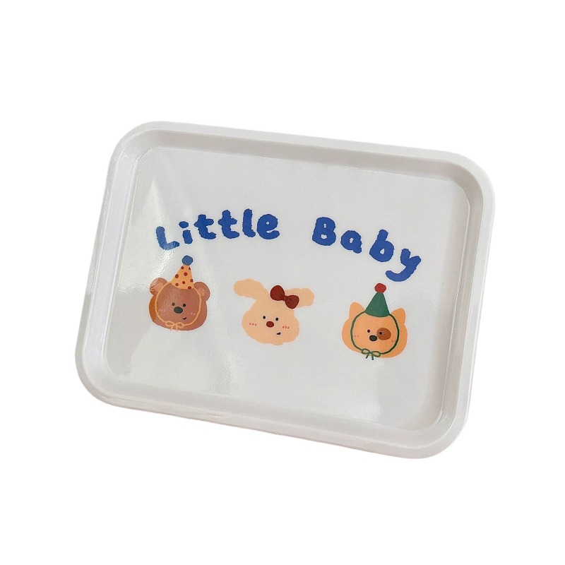 Plateau de repas en mélamine de dessin animé mignon plateau à thé plateau de rangement à domicile rectangulaire bleu plateau de dessin animé anglais plateau de chariot anglais rouge
