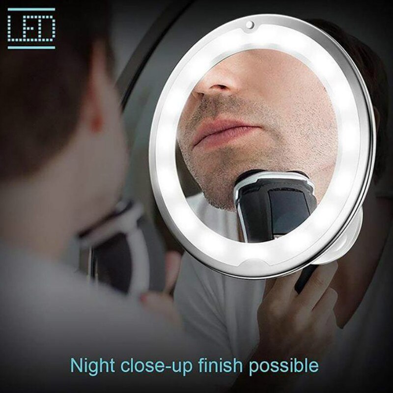 Wall Mounted Lighted Makeup Mirror 10X Magnifying LED Mirrors 360 Rotation Bathroom Cosmetics Shaving Mirror Battery&USB Power