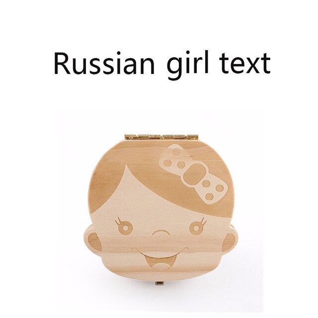 Portugisisk gresk naturlig tre baby gutt jente falt tannboks oppbevaring trekasse lagre melketenner samling arrangørholder: Russisk jente