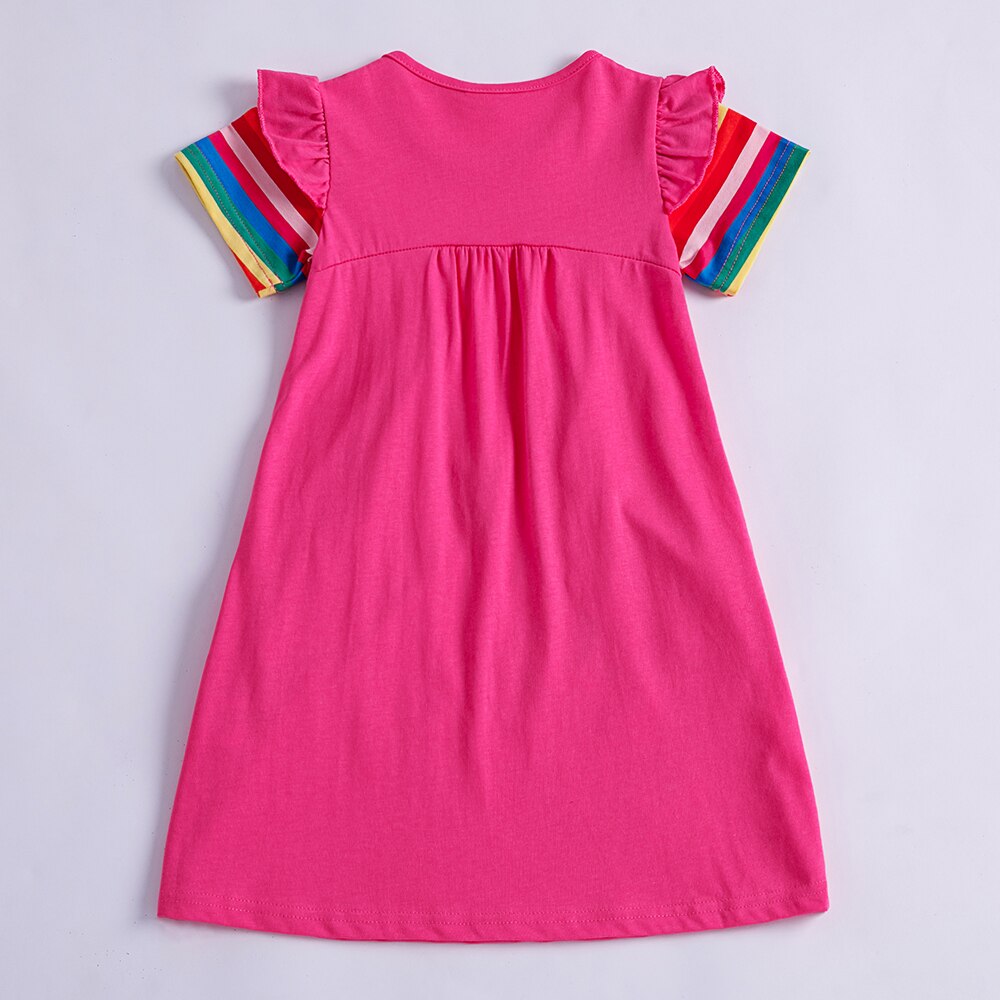 Jxs Nette Meisjes Korte Mouw Jurk Eenhoorn Bloem Borduren Zomer Casual Jurk