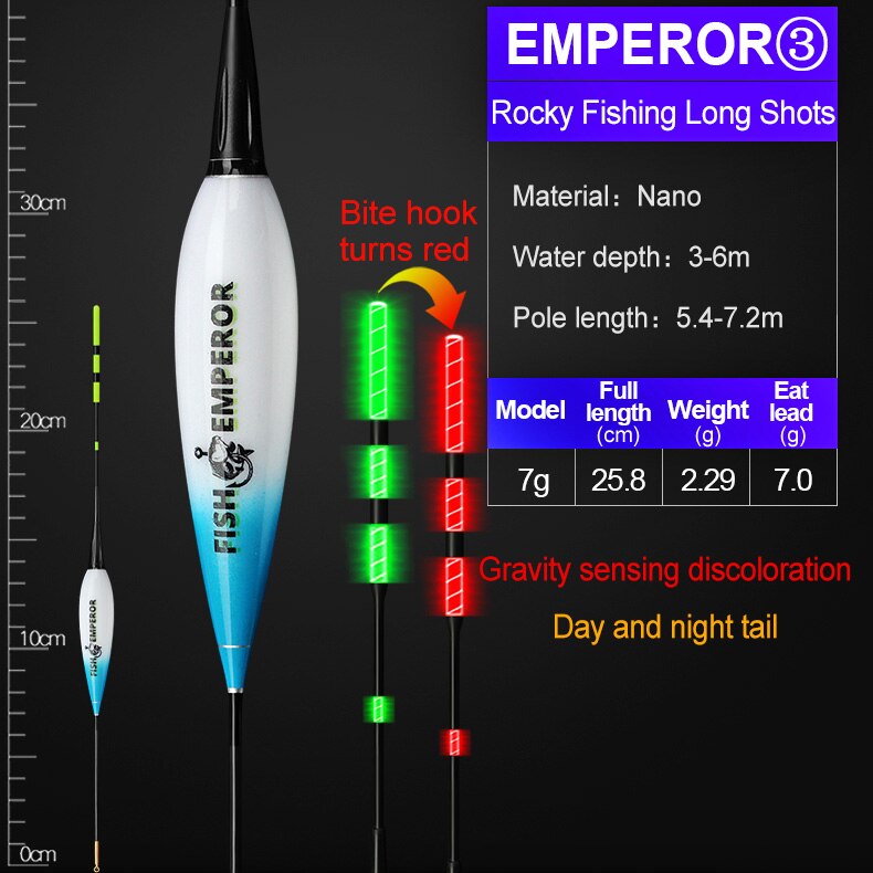 Smart Fishing Float Gravity Sensor Led Electric 2g 5g 7g 10g Great Buoyancy Pose Bobbers Without Battery Glow Stick Summer: EMPEROR 7g