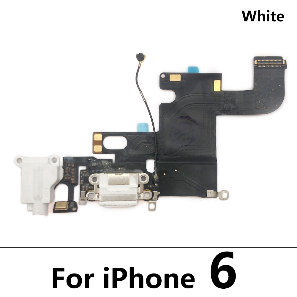 Original USB Charging Port Mic Microphone Dock Connector Board Flex Cable Repair Parts For Iphone 6 6S 7 8 Plus: For  6 White Ori