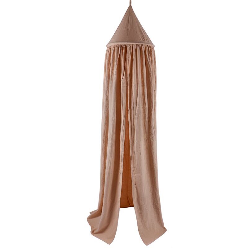 KAMIMI Baby Bed Curtain Children Room Decoration Crib Netting Baby Tent Washed Cotton Cloth Hung Dome Baby Mosquito Net Photogra: Khaki