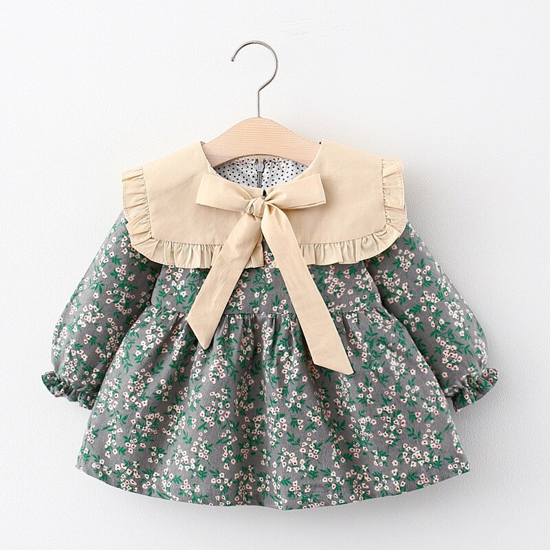 born baby girls dress spring clothes long sleeve floral dresses for 1 year baby birthday girls clothing outfit wear dress