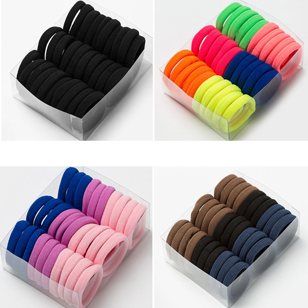30PCS/Set Women Girls Colorful Nylon Elastic Hair Bands Ponytail Holder Rubber Bands Scrunchie Headband Hair Accessories