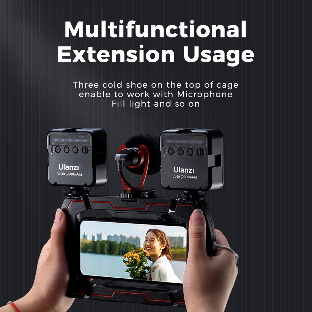 ULANZI Smartphone Video Rig mit Licht, Handstabilisator für