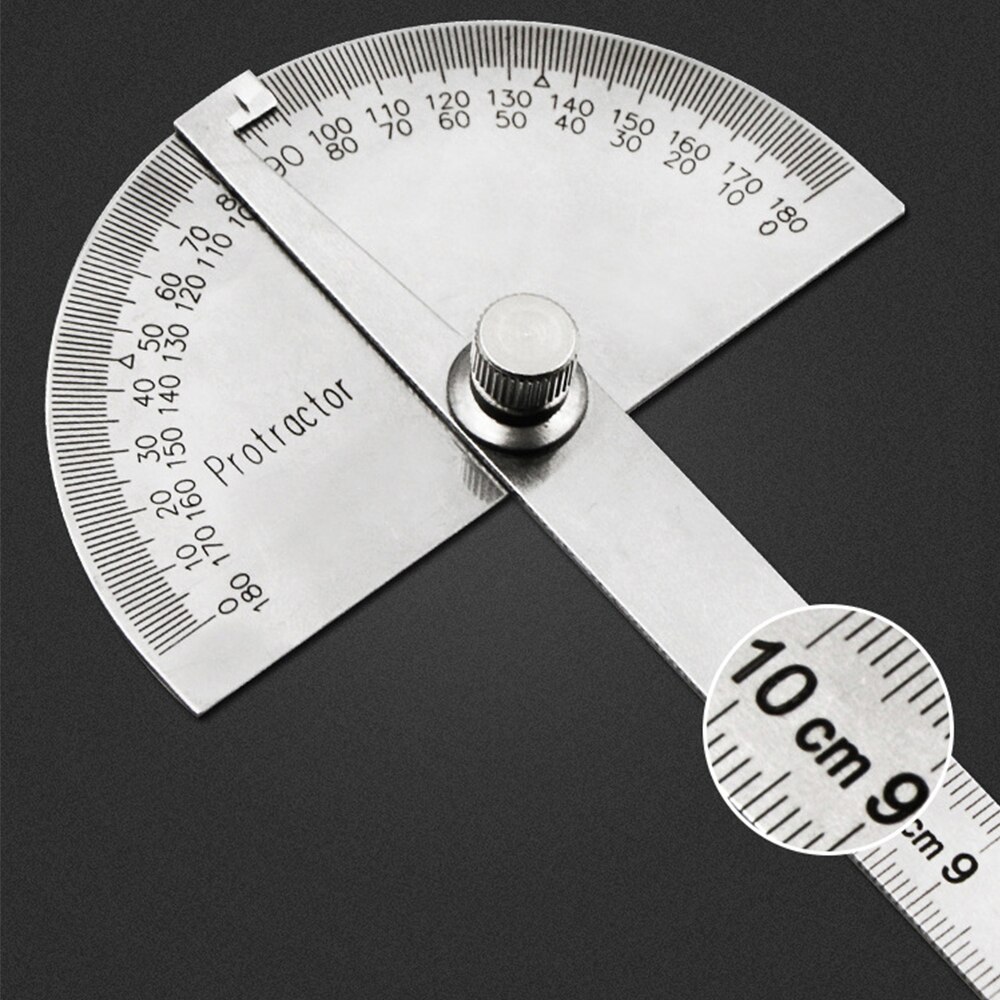 180Degree Protractor Angle Finder Adjustable Stainless Steel Roundhead Ruler Mathematics Measuring Tool Protractor Ruler Caliper