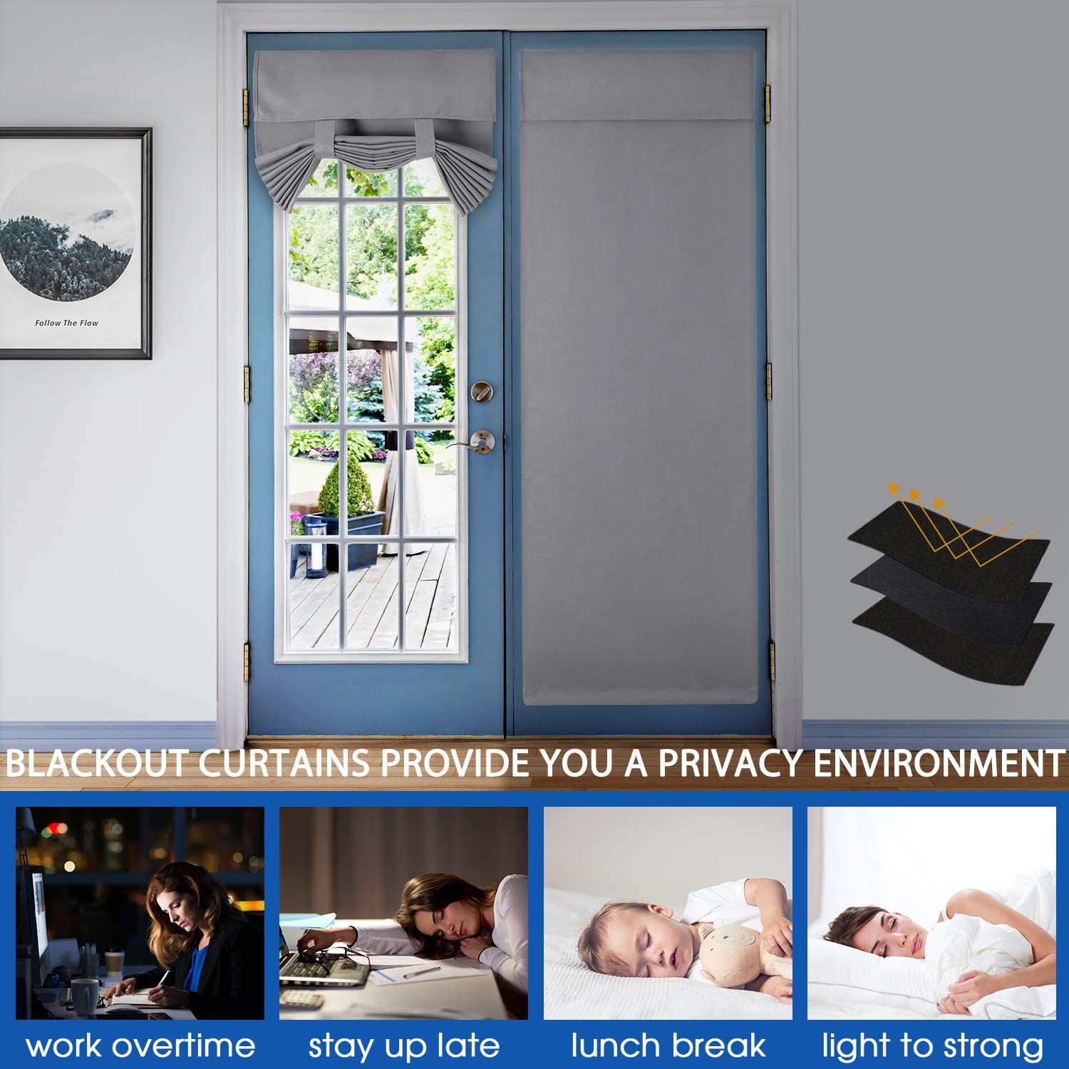 1pc tende per porte francesi autoadesive tenda per porte oscuranti con tende regolabili tenda per porte e finestre tende per tende