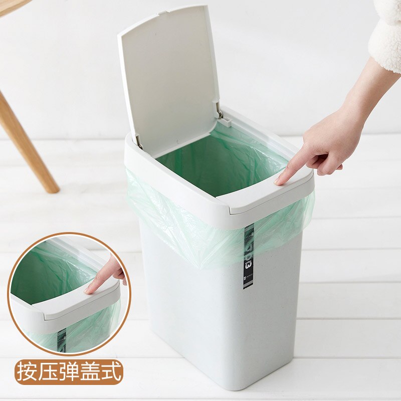 Rectangular trash can plastic press type with lid waste bin bedroom living room kitchen garbage bathroom paper basket mx7271056