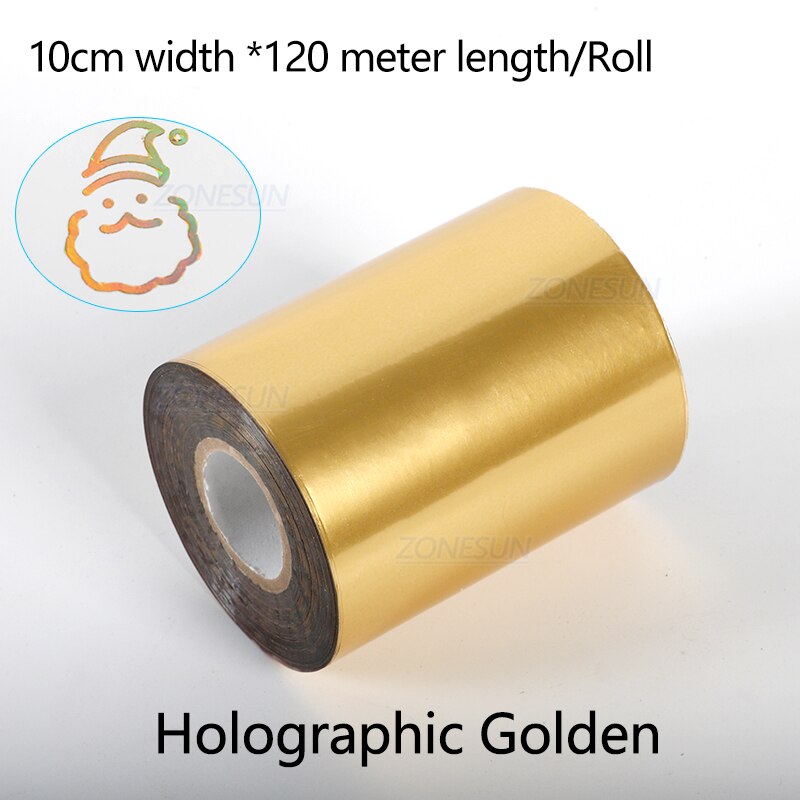 ZONESUN 10cm Rollen Heißer Folie Stanzen Papier Wärme Transfer Eloxiert vergoldet Papier für Leder PU Brieftasche Heißer folie stanzen handwerk: holografisch Gold