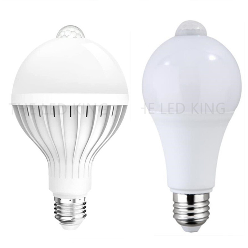 ledet pir-bevegelsessensorlampe  e27 220v 9w 12w 15w 18w automatisk av/på ledet-pære lysfølsom bevegelsesdetektor til menneskekroppen