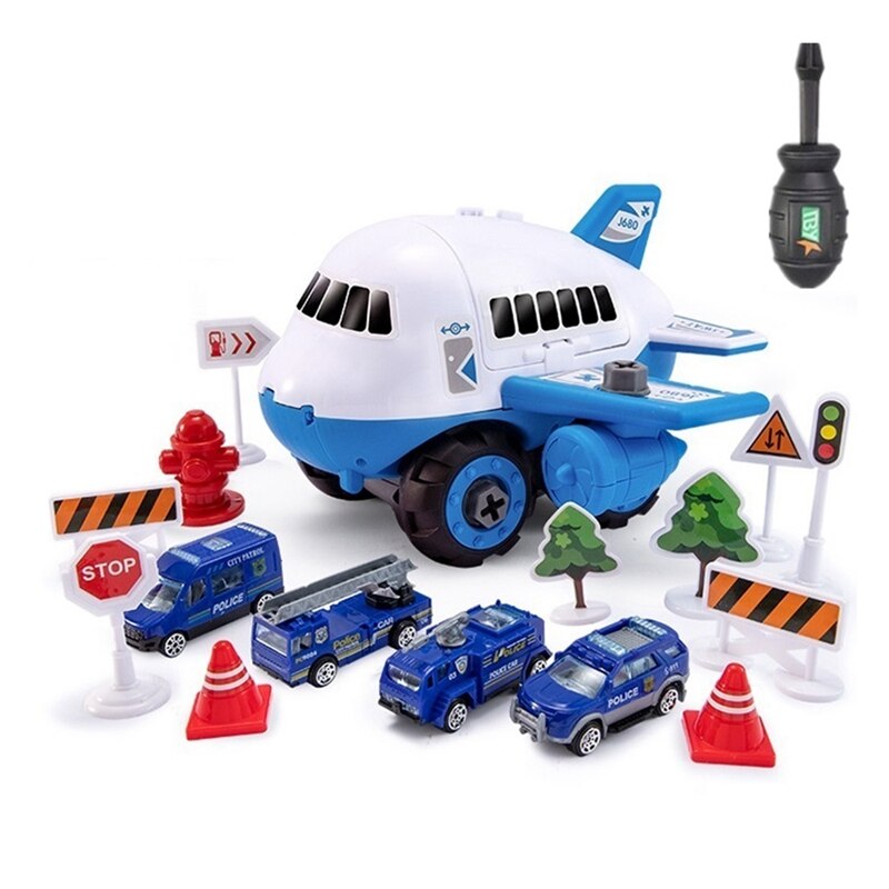 Simulation Children's Assemble Airplane Toy with Mini Truck Car