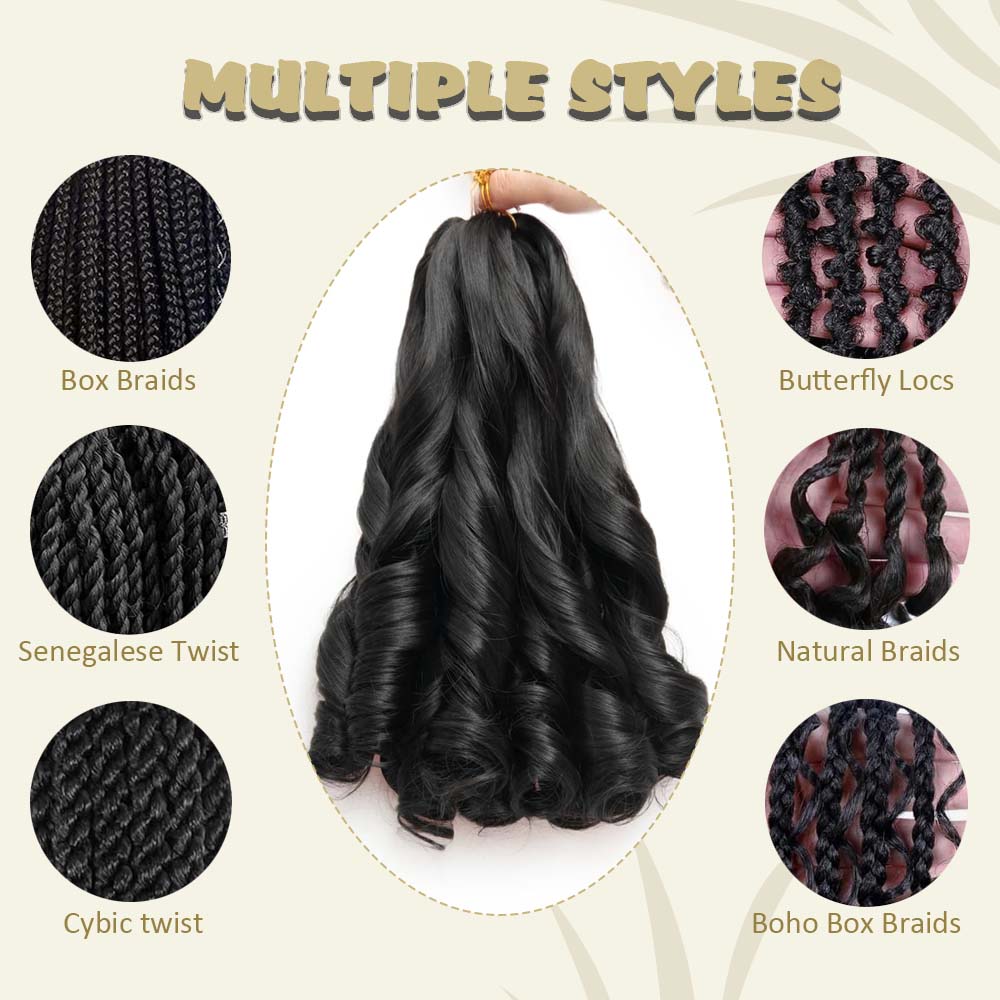 3/5 packungen 24 cm langes, synthetisches häkelhaar mit französischen locken, vorgedehnt, locker gewellt, zum flechten, ombré-locken, zöpfe