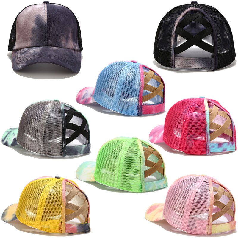 Gorra de béisbol con coleta para mujer, gorro de béisbol con estampado de coleta, Cierre trasero, malla transpirable, estilo Hip Hop,