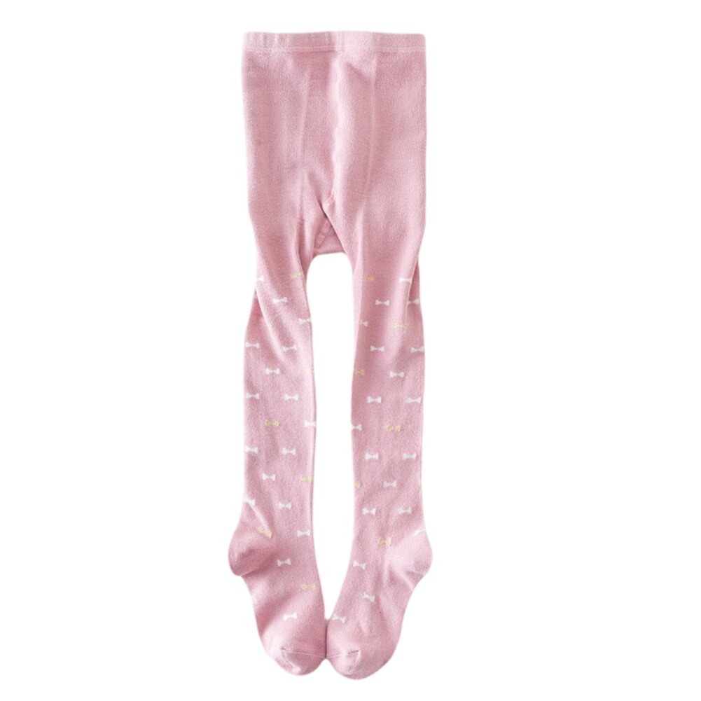 Enfant bébé filles coton tricot collants, collants nœud-noeud imprimé Leggings bas pantalon: Rose / 7T