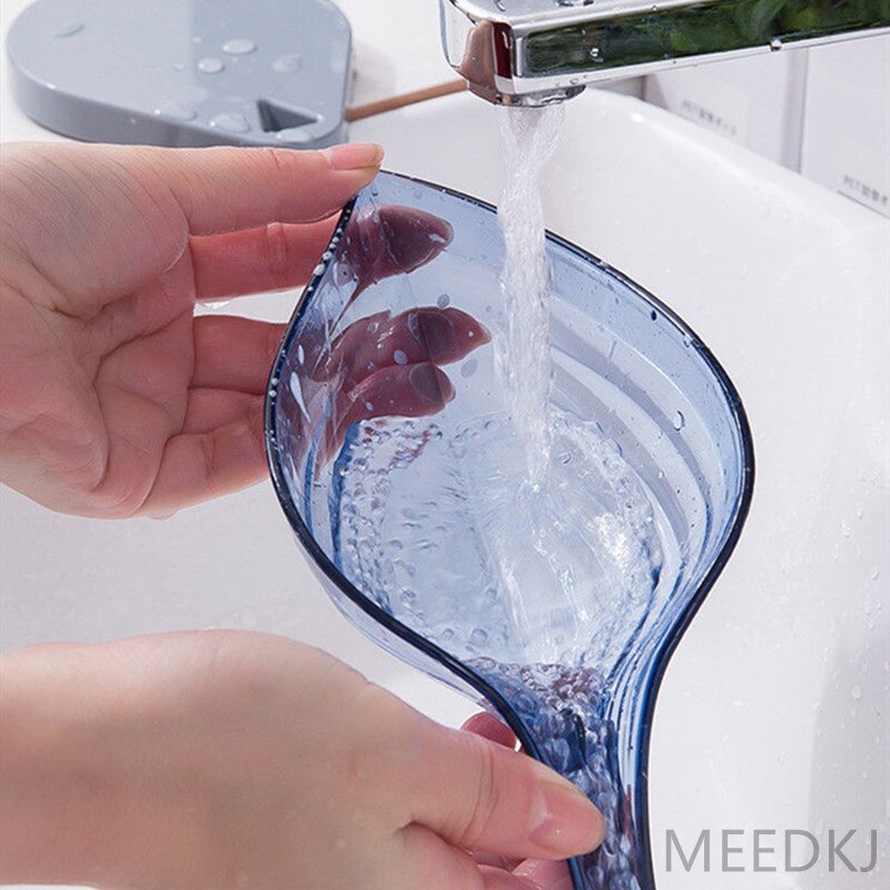 1 Uds. Caja de jabón creativa con forma de hoja, taza de succión sin perforaciones para baño, caja de jabón, estante para inodoro, desagüe, caja de jabón para lavandería