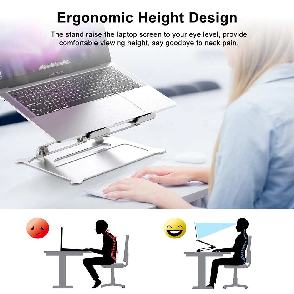 Laptop Stand Zilver Aluminium Office Laptop Lift Stand Opvouwbare Draagbare Laptop Stand Radiator Stand Geschikt Voor 11 Te 17 Inc