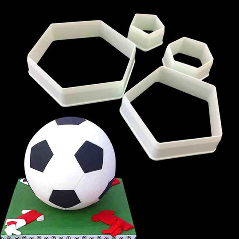 4Pcs Voetbal Cookie Cutter Voetbal Vorm Fondant Taart Decor Sugarcraft Mould Taart Tools Keuken Gereedschap