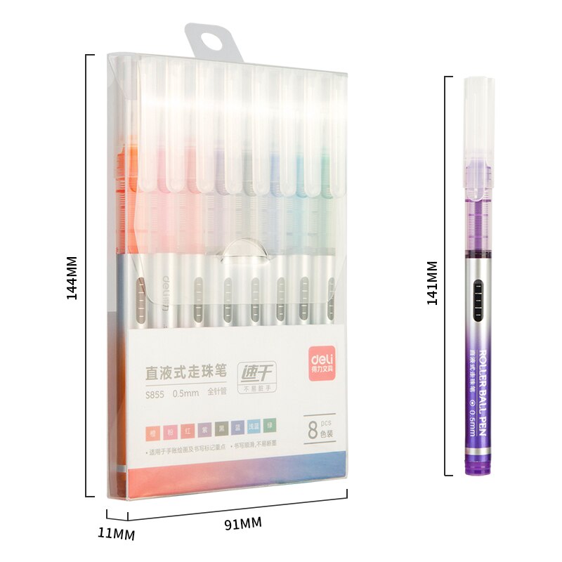 DELI S855 Colored Gel Pen ink 8 Color Roller Ball ... – Grandado