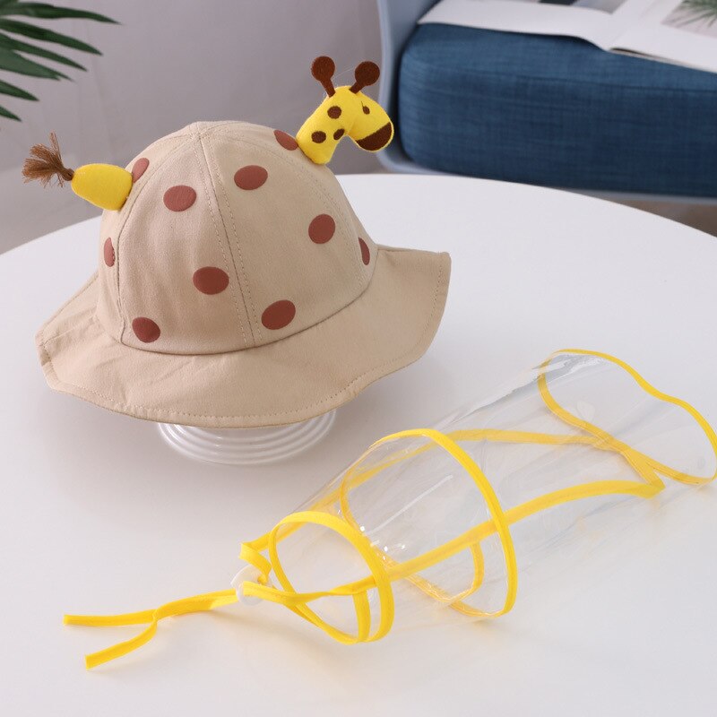 Anti-spyttende beskyttende hat med aftagelig gennemsigtig dæksel støvtæt solhatte til børn drenge piger fisker fiskeri hat: Khaki