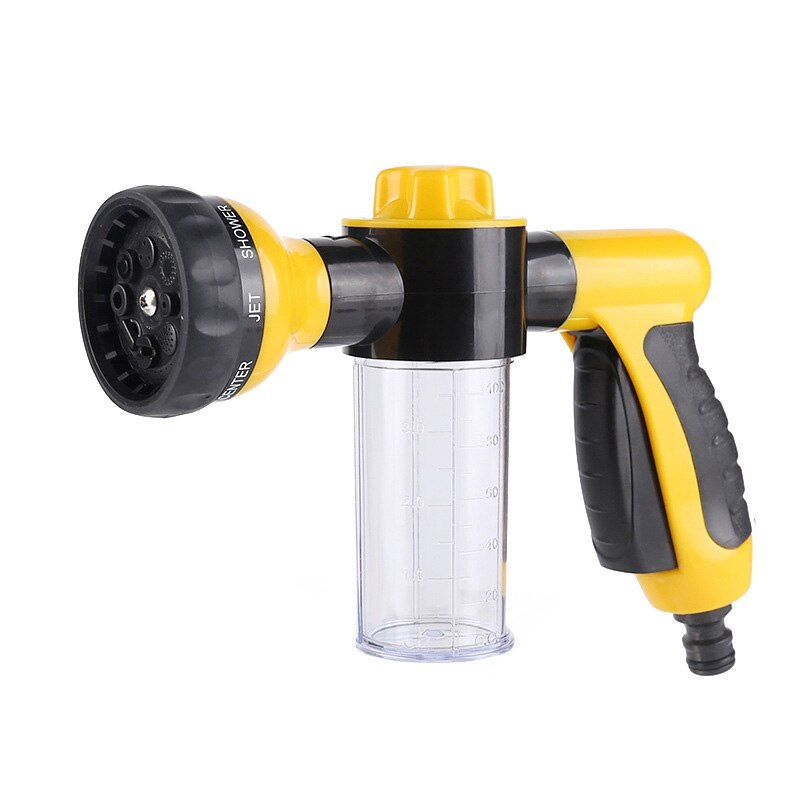 Draagbare Auto Schuim Waterpistool Hoge Druk 8 Spray Patronen Jet Auto Wasmachine Spuit Schoonmaken Tool Multifunctionele Foam Nozzle: Geel