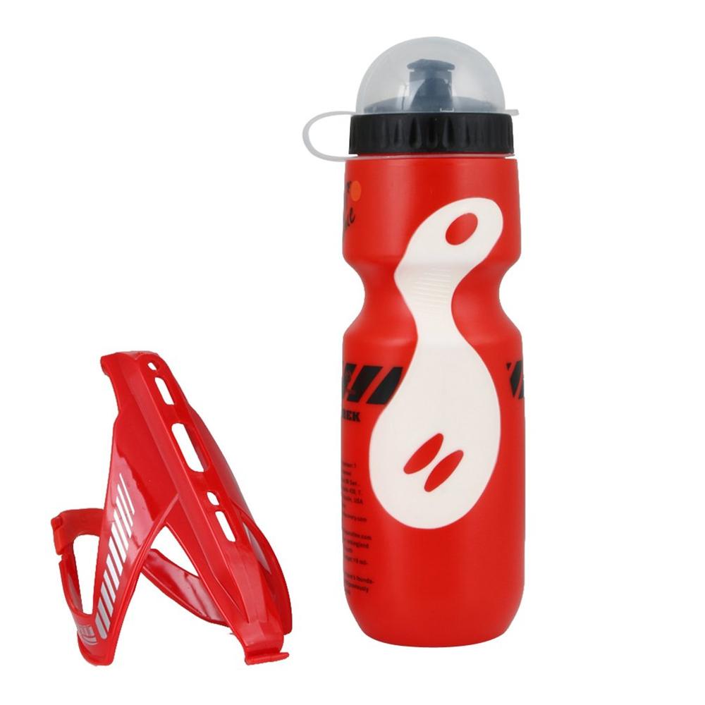 650ml mountainbike cykel cykling vand drikkeflaske + holder bur udendørs sport plast bærbar kedel vandflaske drikkevarer: Rød