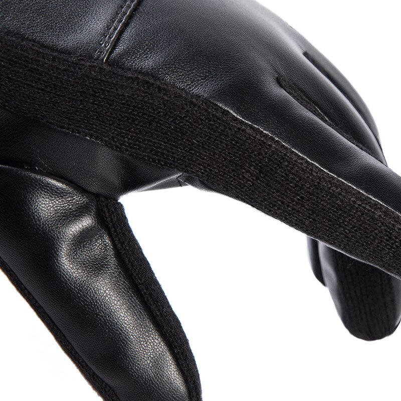 Nuevos guantes de cuero para abrigo de PU de invierno para hombre más guantes de conducción de terciopelo negro guantes de lana cálidos deportivos antideslizantes