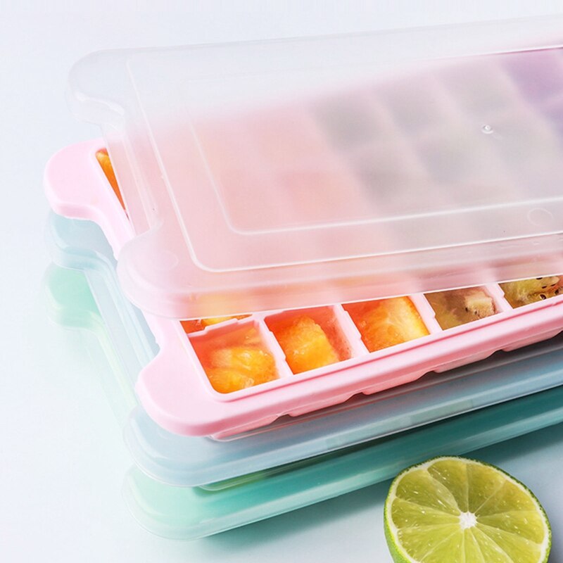 Grids Silicone Ice Cube Mold Fresh Food Fruit Large Ice Tray Moulds With Lids For Ice Party Whiskey Cocktail Cold Drink
