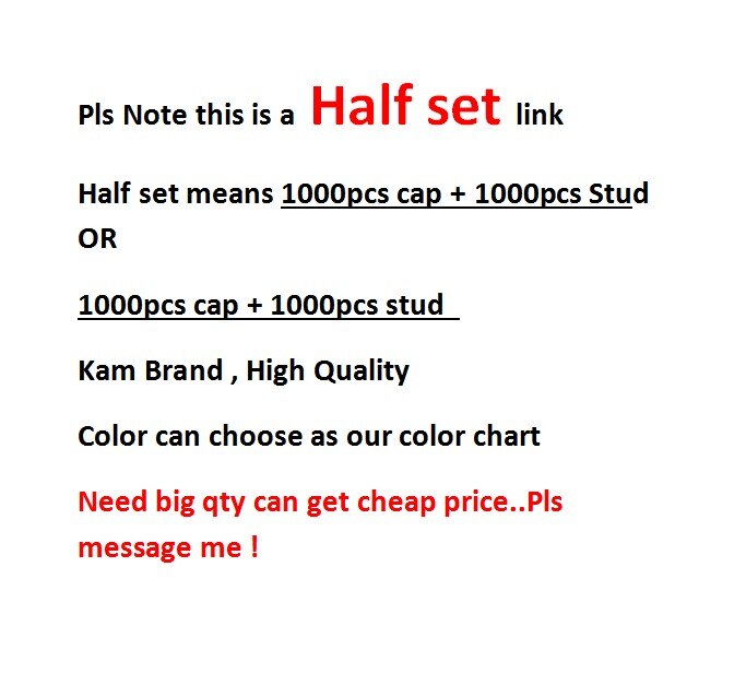 1000pcs/bag Black White Kam snap Button T5 Half Sets KAM Snaps Press Poppers Resin Snaps Fasteners: Read this