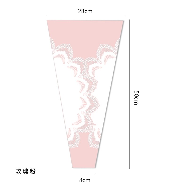 Retro Kant Enkele Tas Verse Bloem Verpakking Meerdere Zakken Rose Bloem Boeket Bloem Winkel Opp Transparante Zak: Pink big size