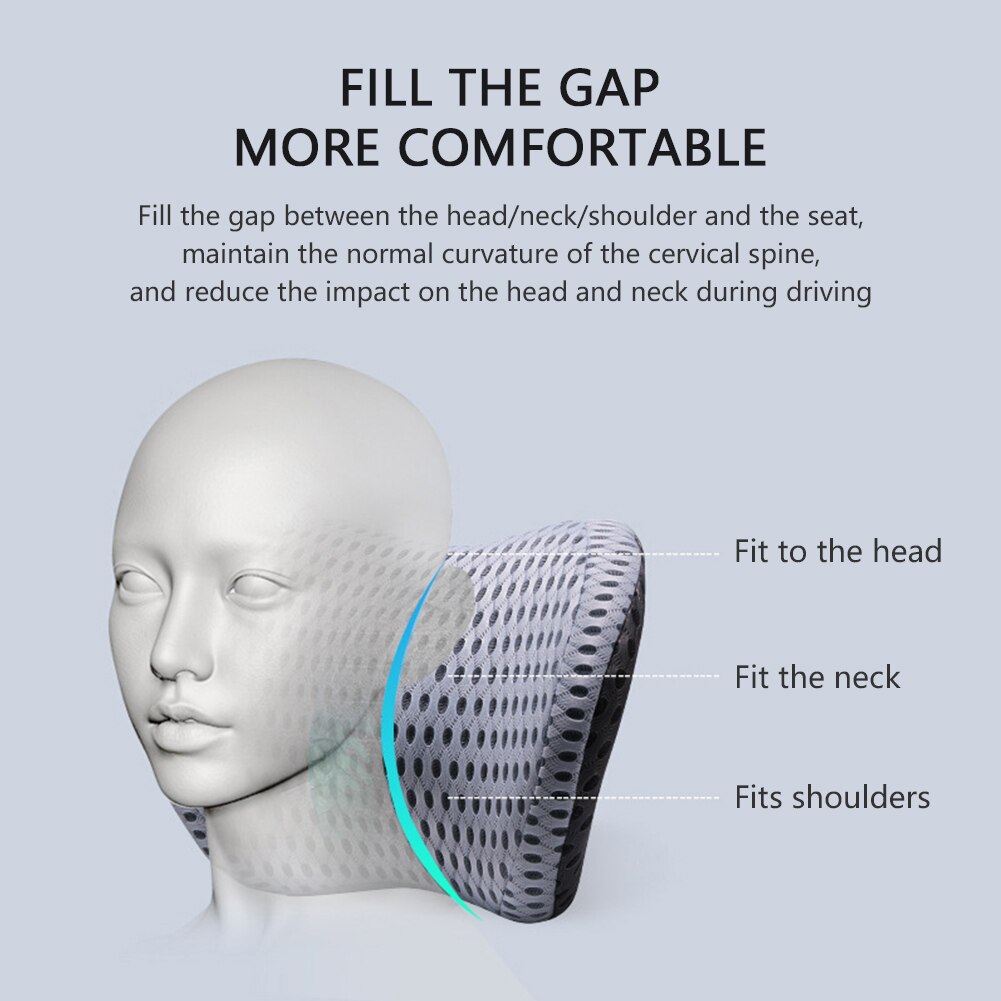 Reposacabezas de malla 4D para coche, almohada para el cuello, soporte Lumbar curvo para la espalda, transpirable, para el coche