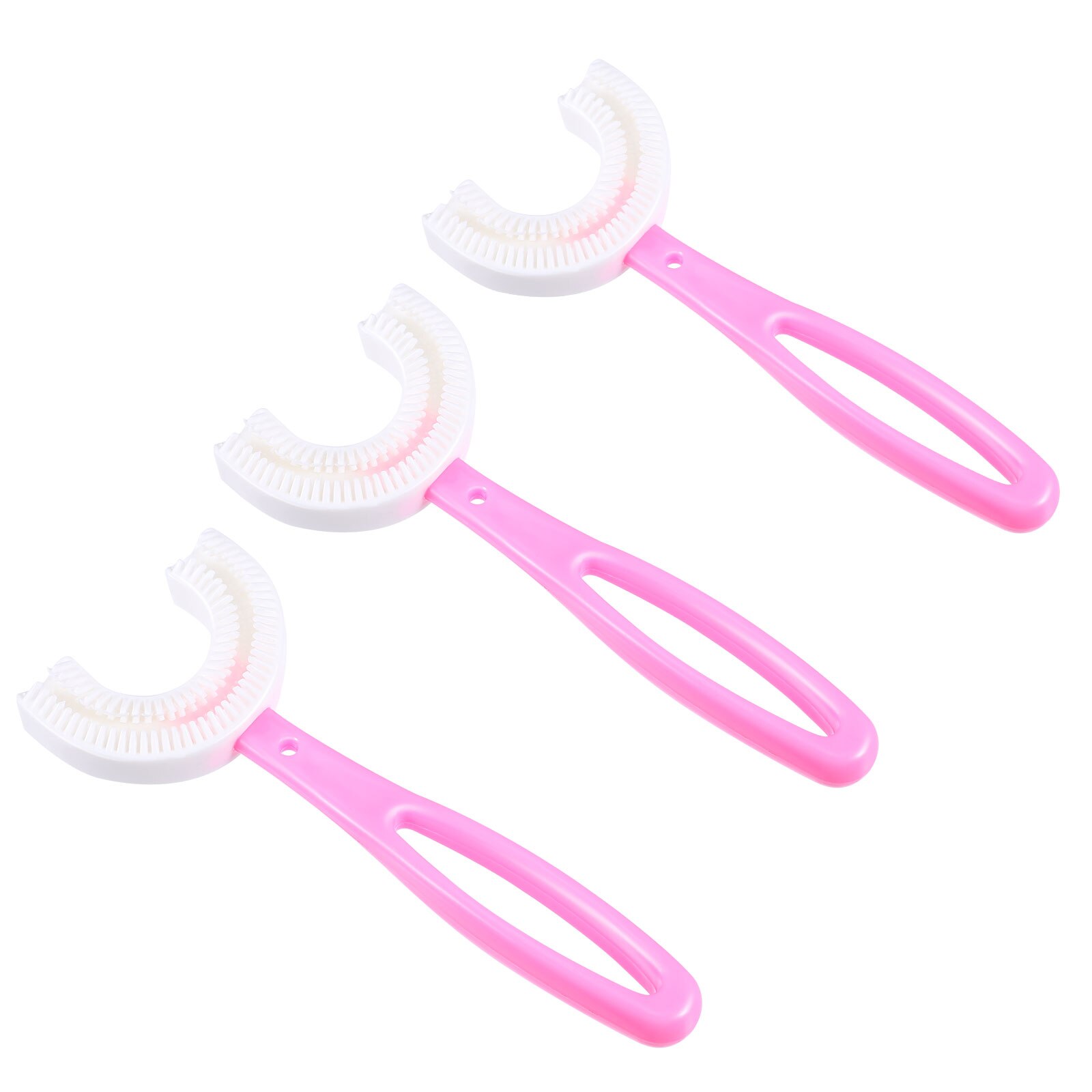 3Pcs Children U-shaped Toothbrushes Teeth Brush Kids Teeth Cleaning Brushes: Pink