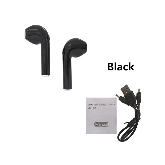 I7s TWS Sport Bluetooth Kopfhörer Stereo Ohrhörer Bluetooth Headset mit Lade Pod Drahtlose Micropho Headset für Alle Smartphone: 2 black with cable