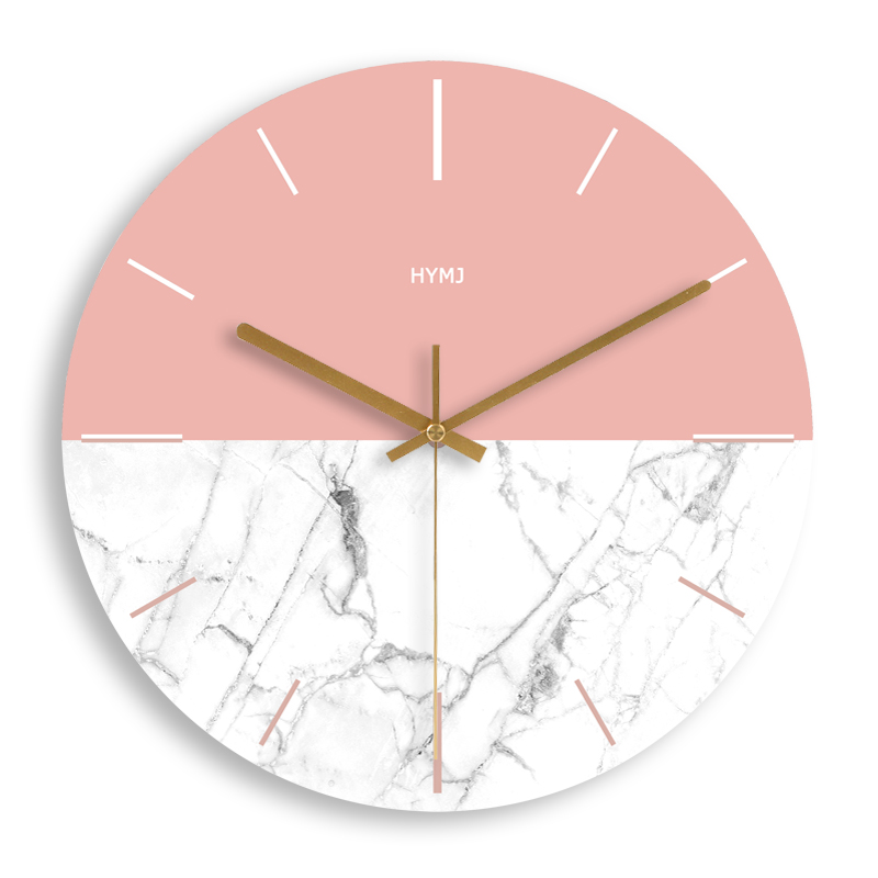 Relojes de pared de madera, decoración moderna para la pared del hogar, reloj colgante silencioso de madera redondo rosa y blanco de 10/12/14/16 pulgadas