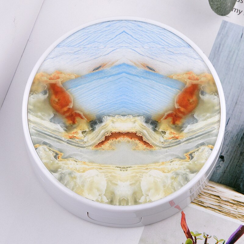 Ogen Zorg Container Leuke Ronde Lens Case Spiegel Reizen Bril Lenzen Klassieke Doos Kit Houder Marmer Contact Lens Case