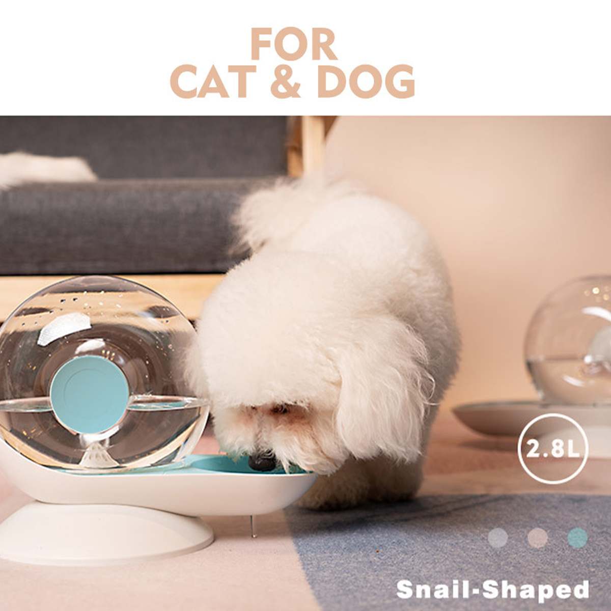 2.8L automatique chat distributeur d'eau escargots forme grand bol à boire chat de compagnie gamelle pour chien silencieux bulle chats chiens alimentation bols