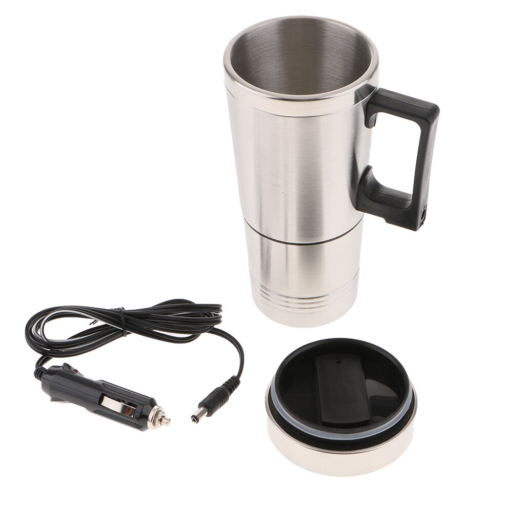 12v Electric Heating Cup Car Electric Thermal Heated Travel Mug Cup for Van Caravan Stainless Steel Travel Mugs