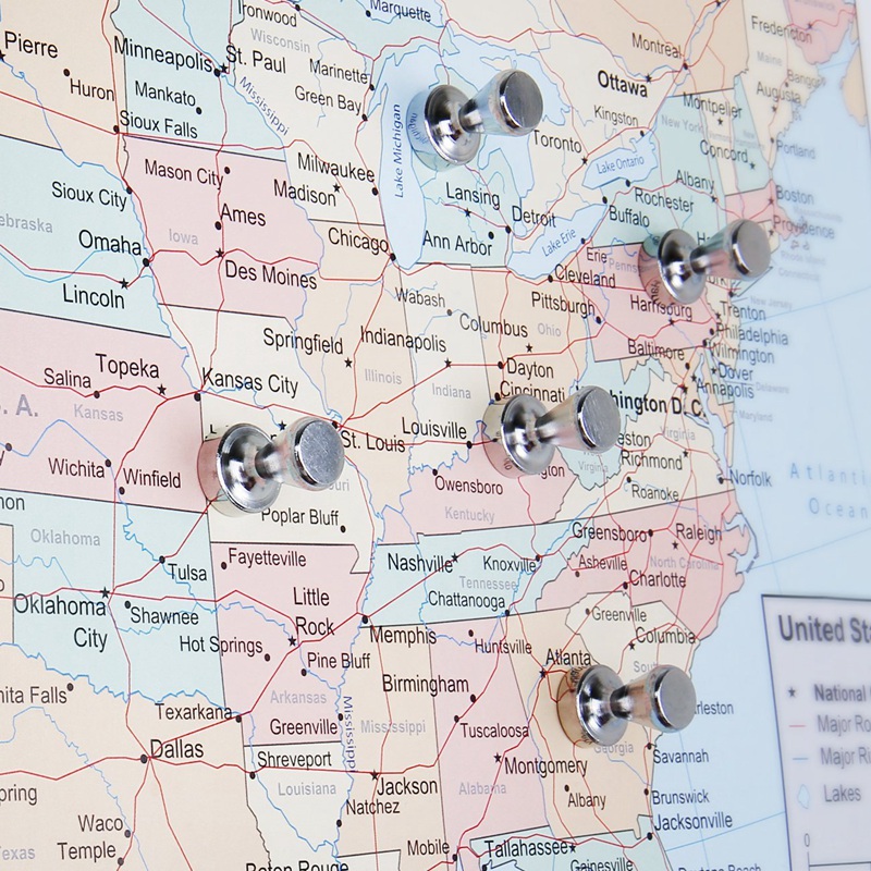 Push Pins 20 Pack ,Brushed Nickel Push Pin Strong Magnets With 25 Sheets Inkjet Sticker Paper,Printable Paper Label