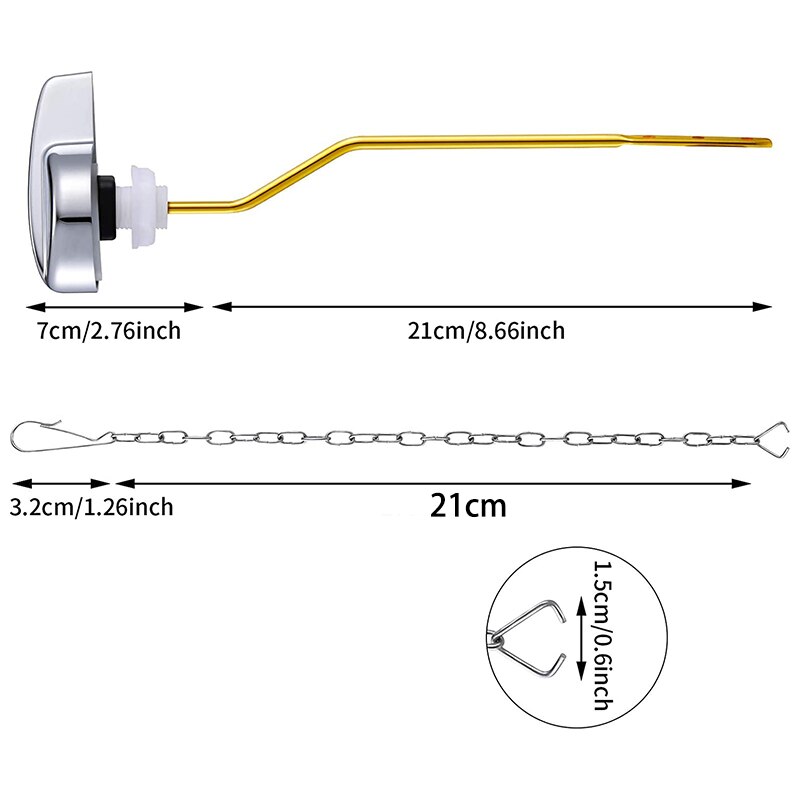 2 Pieces Toilet Flush Lever Toiletspoeling Handvat Vervanging Met 4 Stuks Rvs Baffle Kettingen (Side Mount)