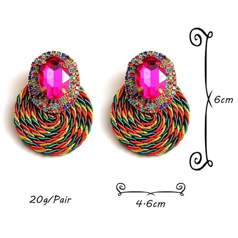 Style Colorful Crystal Earrings High Rhinestone Handmade Round Earring Jewelry Accessories For Women