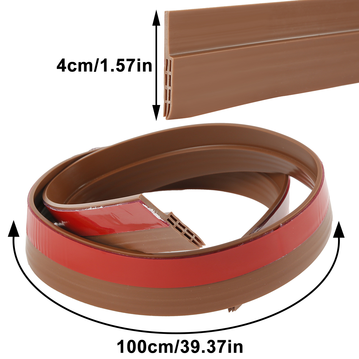 Tope de tiro de puerta de 39x2 pulgadas, barrido debajo de la puerta para puertas exteriores e interiores, pelado meteorológico, sello de puerta, bloqueador de ventana de garaje: Rojo