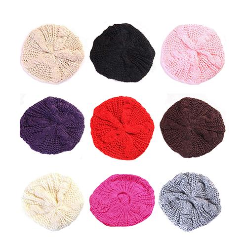 Womens Berets Hats Lady Beret Hat Braided Baggy Beanie Crochet Hat Ski Knitted Cap