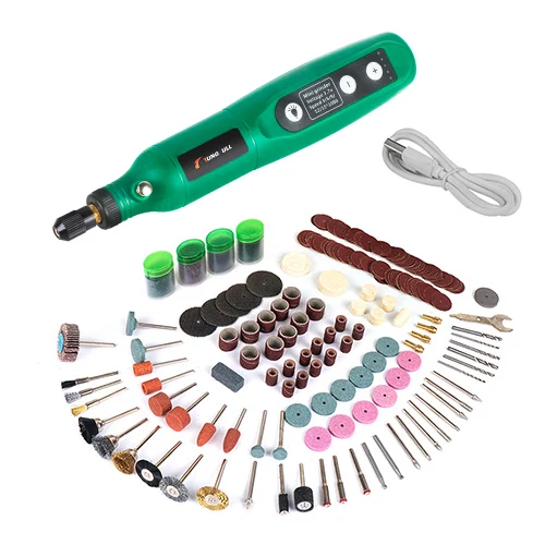 Stylo de gravure sans fil USB, Mini perceuse sans fil Rechargeable, outil rotatif de vitesse, ensemble d'accessoires de meulage Dremel: Rouge/noir