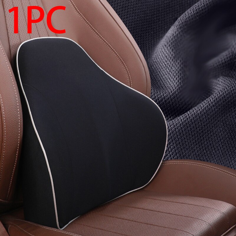 Almofadas de carro auto assento volta lombar apoio almofada espuma memória interior bens automotivos macio encosto cabeça pescoço resto protetor travesseiro: Black Lumbar