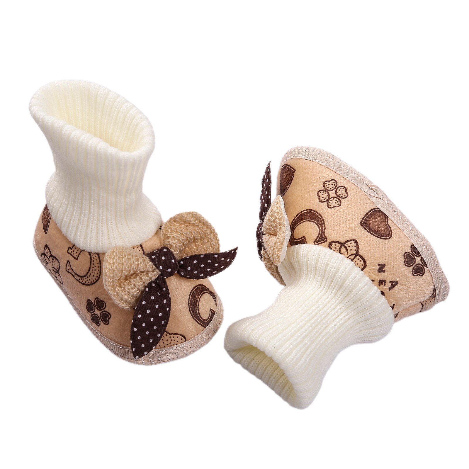 Kleinkind Baby Mädchen Bowknot Wanderschuhe Kleinkind Plüsch Anti Schleudern Stiefel für freundlicher Spitze hoch Bogen freundlicher Elastische Sohle socken