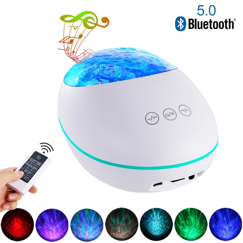 Lucky Stone Ocean Wave Projector 12 LED 8 Kleuren Night Light Lamp Projector Muziekspeler Voor Baby Kinderen Voor Party kerst