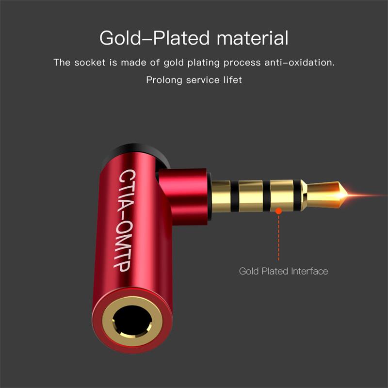 3.5Mm Koptelefoon Audio Jack Converter 90 Graden Omtp Ctia Muziek Audio Adapter Voor Smartphone Notebook Hoofdtelefoon Speaker Versterker
