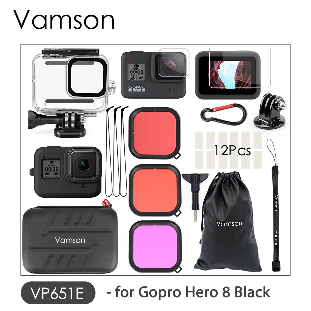 Vamson for Gopro Hero 8 7 6 5 Black 45M Underwater Waterproof Case Camera Diving Housing Mount for GoPro Accessory VP630: VP651E