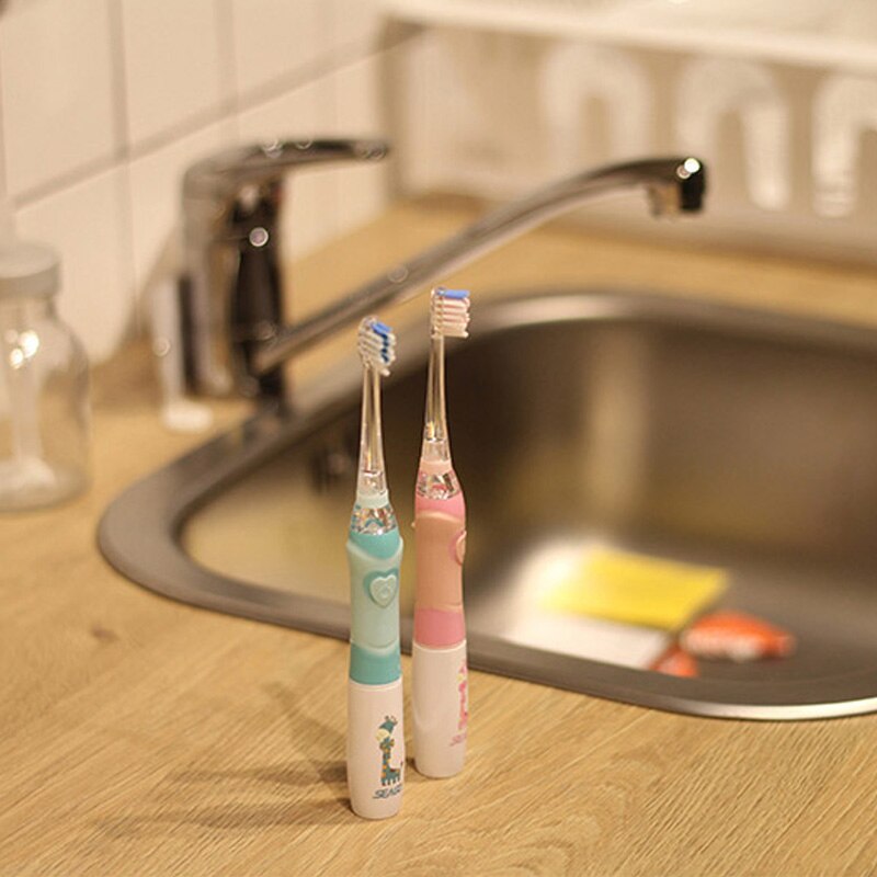 Seago børn elektrisk tandbørste drevet vandtæt sonisk tandbørste til 3-12 aldre børn elektronisk tandbørste med timer