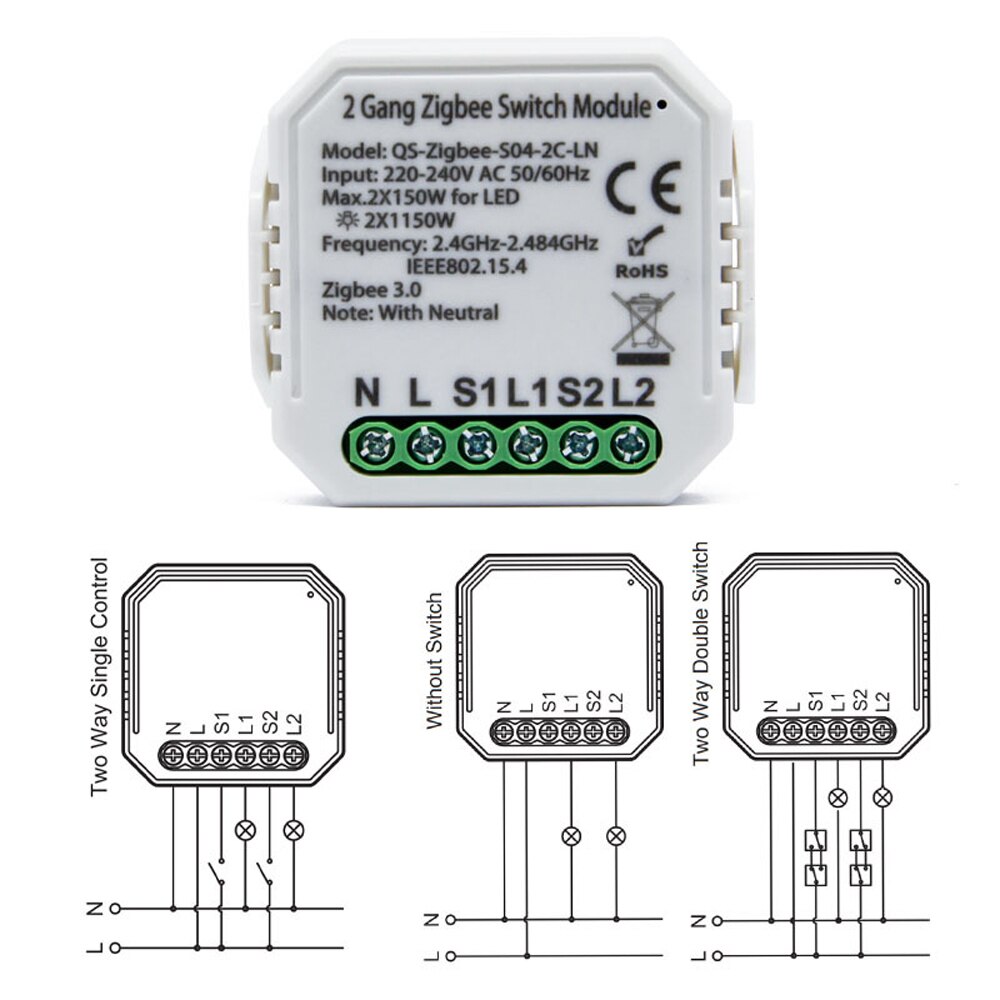 Tuya zigbee-kytkinmoduuli älykäs kotitalousmuunninmoduuli ei/neutraali langaton valokytkin monikäyttöinen työkalu